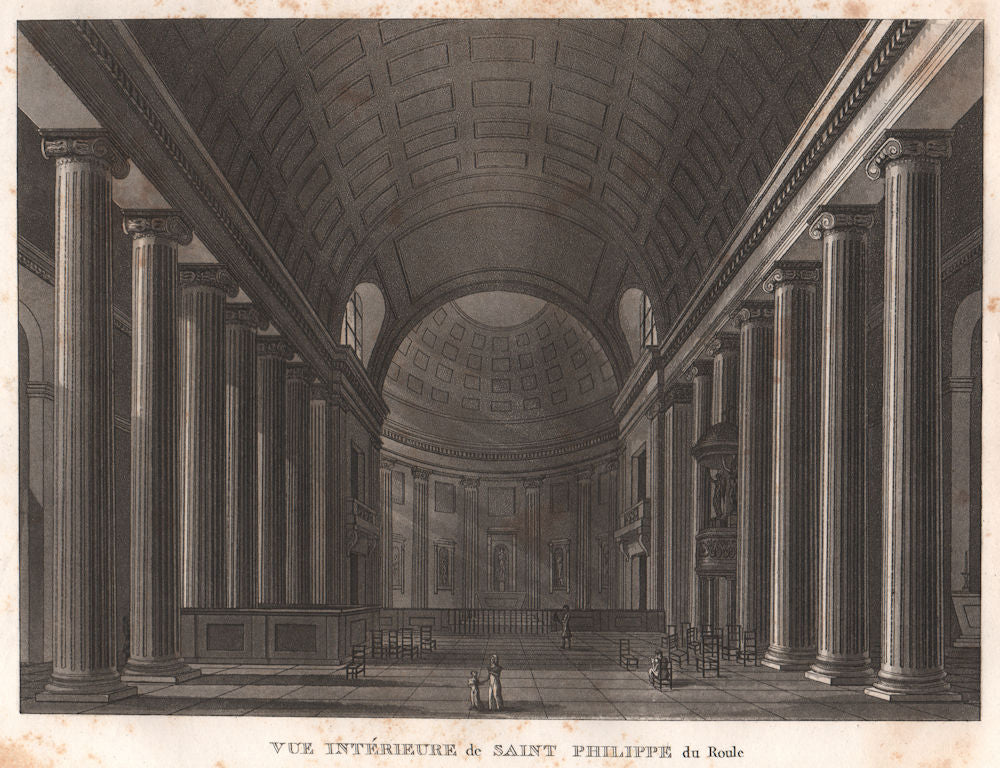 PARIS. Saint Philippe du Roule. Aquatint 1808 old antique print picture